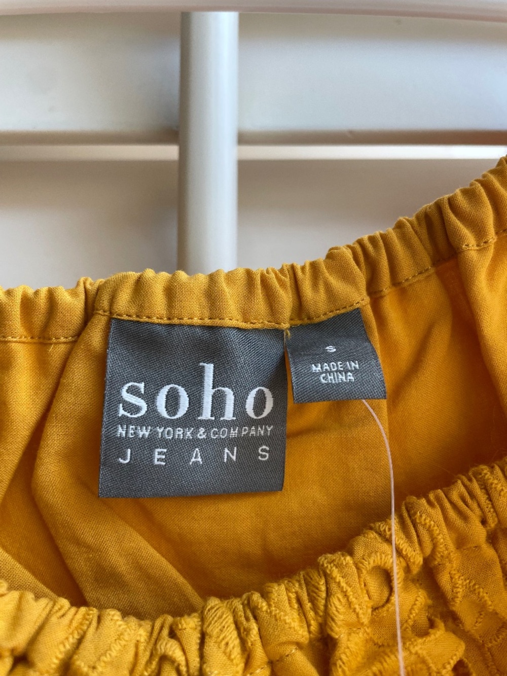 Mustard yellow on or off shoulder embroidered top